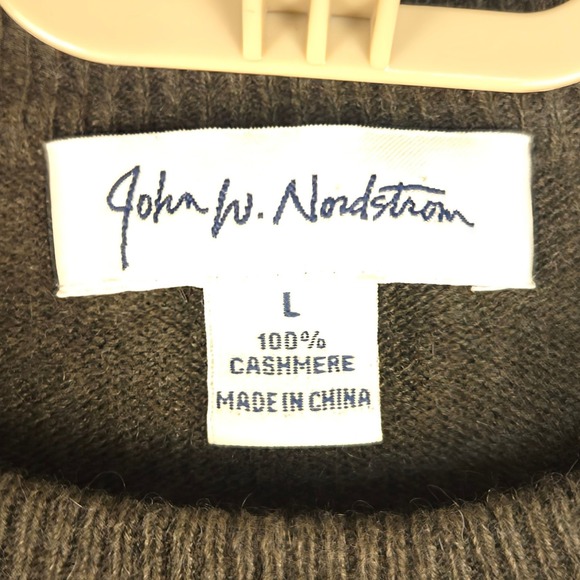 John W. Nordstrom Cashmere Sweater Crew Neck Pullover Olive Green Mens L - Picture 3 of 6